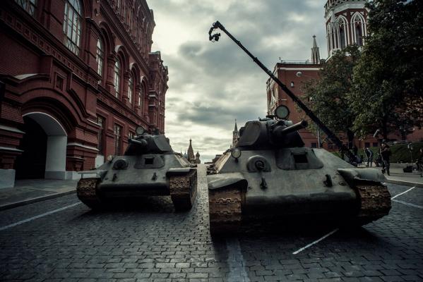 Кадр со съемок фильма Танки